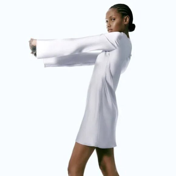 ZARA GRAY SATIN MINI DRESS - Picture 7 of 8